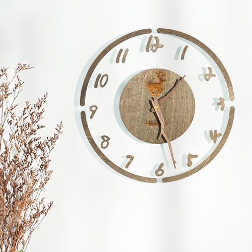 掛け時計 静音 連続秒針 透明 木製 アナログ 掛け時計 時計 壁掛け おしゃれ 北欧 ナチュラル モダン シンプル インテリア フレームなし かけ時計 寝室 自宅 部屋 装飾 直径30cm 壁時計（ブラウンB1）