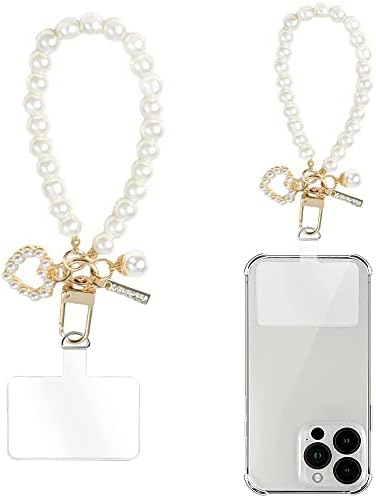 [Turkalla] スマホストラップ パールチェーン強化版・金属製D字バックル携帯ストラップ リストストラップ 腕掛け パール 可愛い iPhoneストラップ SGS認証 10G荷重量 丈夫 耐久性強化版 長さ調整可能 着脱簡単 紛失・忘れ物防止 全機種対応 スリストストラップ１本入り+タグパッチ1枚入り