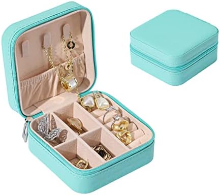 ジュエリー収納 ジュエリーボックス アクセサリーケース ミニ宝石箱 持ち運び PU アクセサリー収納 指輪 ネックレス ピアス 耳飾り ブレスレット 収納ケース 旅行 携帯用 便利 ブルー