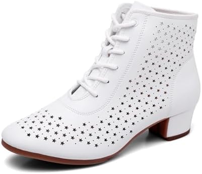 [GUREITOJP] レディース ダンスシューズ モダン ラテンシューズ ハイヒール ハイカット 夏用 メッシュ 星柄 通気性 ステージ用 女性用 ラテン 社交 演奏会 ステージシューズ