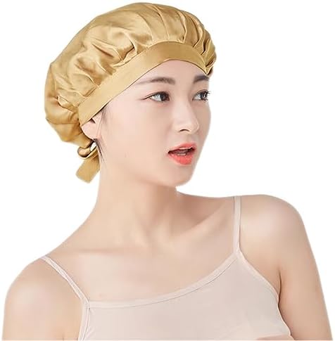 [BryQrvy] ナイトキャップ シルク ヘアキャップ シルクナイトキャップ 天然シルク100％ フリル付き ショートヘア 静電気抑制 枝毛・寝癖対策 美容グッズ 美髪 就寝用 シルクキャップ