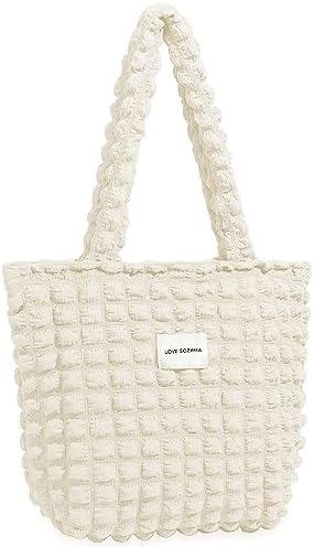 [Ｂｅｔａｌｙ] ベタリー トートバッグ キルティング ポップコーンバッグ レディース 縦型 ポコポコ 可愛い 軽量 通勤 通学 肩掛け エコバッグ 手提げ A4 ファスナー付き 凸凹 学生 女の子 大容量 おしゃれ カバン 鞄 韓国