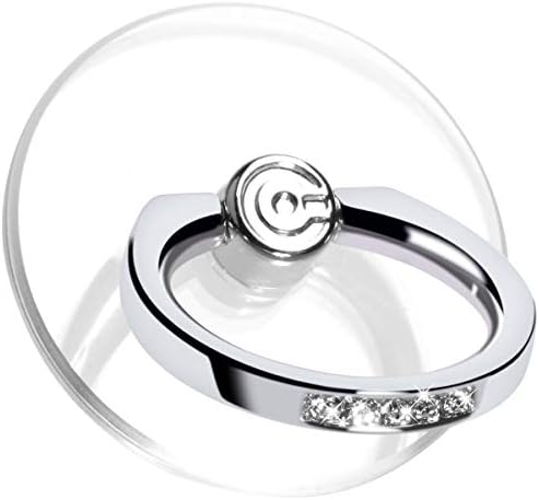 2個入りスマホリング 透明 携帯リング 薄型 360°回転 落下防止 スタンド機能 ホールドリング iPhone/Android各種他対応 (銀とダイヤモンド)