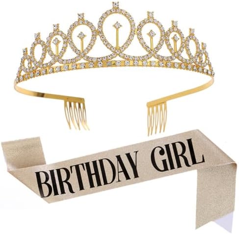 [Piccoche] 誕生日 カチューシャ 王冠 たすき パーティグッズ 2点セット バースデー 女の子 可愛い おしゃれ ピンク キラキラ 髪飾り パーティーハット