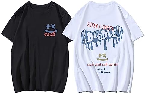 JUTAOPIN Pair Look T-Shirt, Couple, Summer, Men's, Short Sleeve, Women's, Fashionable, Top, Summer Clothing, Cute, Cotton, Matching Gift, Couple, Popular, Stylish, Soft, Comfortable, Large Size Tee