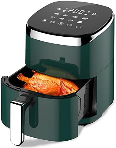 Wallfire ノンフライヤー 4.5L大容量 電気フライヤー 揚げ物ノンオイル 惣菜 1-5人 タッチパネル エアーフライヤー LEDディスプレイ タッチパネル 温度調整 タイマー 日本語説明書 日本語レシピ付き PSE認証済 濃緑色 引越し、結婚式、お誕生日、記念日 プレゼント