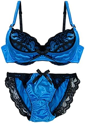 Moca＆Bunny ≪デザイン性あるサテンとレースが魅惑的≫ ブラジャー ブラ ショーツ セット 上下 レディース