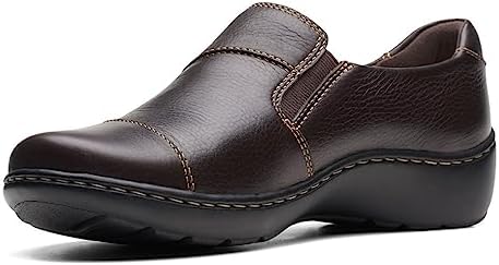 Clarks Women's Cora Harbor Loafer, Dark Brown Leather, 8