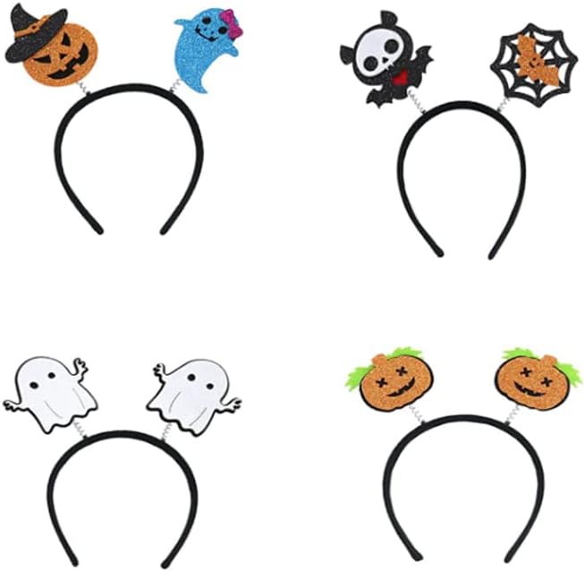 ハロウィン ヘッドバンド ハロウィン 仮装 小物 カチューシャ 髪飾り かぼちゃ 蜘蛛 幽霊 コウモリ かわいい漫画の帽子 カチューシャ ヘア アクセサリー 撮影小道具 ハロウィン パーティー飾り 変装グッズ 可愛い おしゃれ ハロウィンアクセサリー カチューシャ 装飾 仮装衣装 誕生日会 かわいい 子供 大人 プレゼント/ギフト(4個セット)