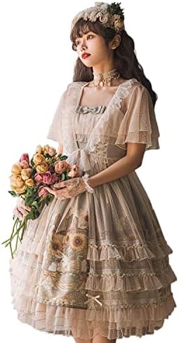 [JIURUN] ワンピース ロリータ 森ガール ジャンパースカート 衣装 ひまわり コスプレ スカート 衣装 撮影 甘ロリ 姫 コスプレ アニメ 女装 服 cosplay lolita ゴシック かわいい お嬢様 イベント 演劇 パーティー 学園祭