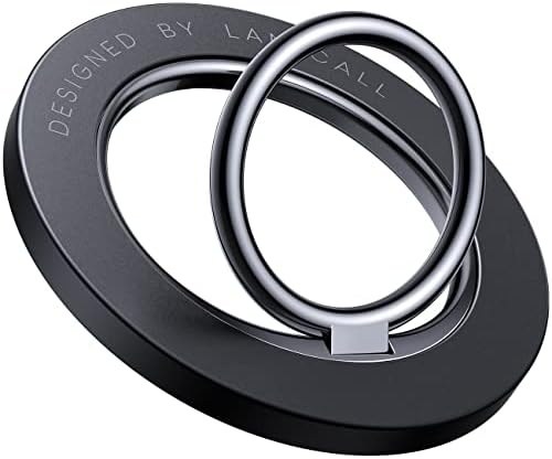 Lamicall MagSafe対応 360度回転式 スマホリング : マグネット式 携帯電話 ホルダー リング マグセーフ バンカーリング 角度調整 スタンド 磁気増強 メタルリング付き 取り外し Magnetic Phone Grip iPhone 2023 iPhone 15 15 Plus 15 pro 15 pro max iphone 14/13/12 Android に対応 ブラック