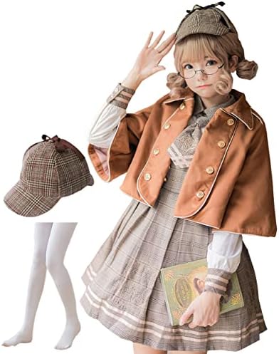 [JIURUN] ワンピース ロリータ 長袖 制服 コスプレ ロリータ 探偵 大きいサイズ 女装 森ガール 学園 可愛い服 jk 制服 セット cosplay lolita 学生服 少女 アニメ コスチューム 甘ロリ ゆったり 仮装 クリスマス ハロウィン お花見 ゆめかわいい