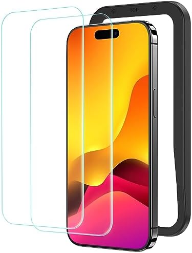 NIMASO ガラスフィルム iPhone15Pro用 強化ガラス 保護フィルム ガイド枠付き 2枚セット アイフォン15プロ対応 NSP23H743