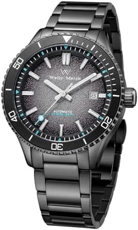WM Welly Merck メンズ腕時計 機械式時計 メンズ機械式時計 自動機械式 サファイアガラス スケルトン メンズ時計 夜光機械式時計 200m ダイビングウォッチ [並行輸入品]