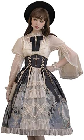 [JIURUN] ロリータ ゴスロリ ワンピース 衣装 ロリータ キャミソールスカート コスプレ アニメ リボン ピンク 大きいサイズ 森ガール 甘ロリ ゴシック ドレス 女装 服 メイド 可愛い 女の子 ガールズ クリスマス ハロウィン 学園祭