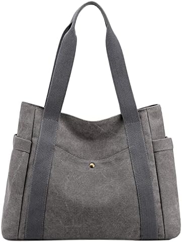 [hvreiop] トートバッグ レディース キャンバス ハンドバッグ 多収納ポケット 大きめ 肩掛けバッグ 大容量 多機能 マザーズバッグ 無地 シンプル 肩がけバッグ 横長 便利 丈夫 通学 仕事 旅行 アウトドア 出張 お出かけ プレゼント