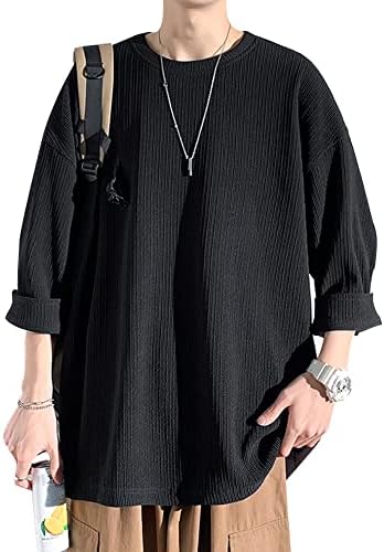 [Poperdision] 七分袖 Tシャツ メンズ 夏服 メンズ おしゃれ トップス 人気 無地 大きいサイズ シンプル オシャレ ゆったり 柔らかい肌触り 涼しい 快適 ファッション ビッグ シルエット かっこいい 春夏秋