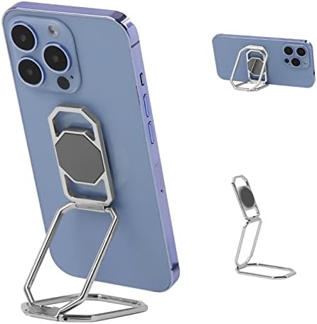 スマホリング 携帯リング リング ホルダー 折りたたみ式 スタンド機能 360°回転 薄型 滑り止め コンパクト耐久性 貼り替え可能 落下防止 粘着テープ式しっかり固定式 バンカーリング 携帯電話 iPhone/Android/switch/kindle/ipadタブレット など各種機器対応（シルバー）