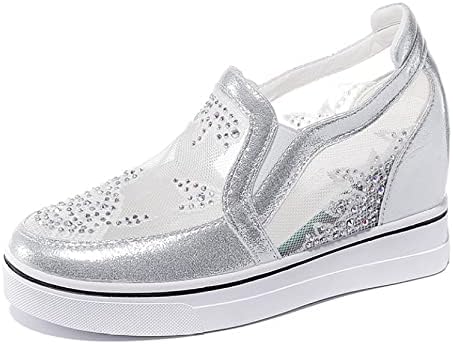 スニーカー レディース 靴 シルバー スリッポン フラットシューズ スリッパ スニーカーサンダル かかとなし かわいい 23.0cm 大きめのリボン紐 厚底 厚底靴 レディース インヒールスニーカー 白の靴 カジュアルシューズ スパンコール