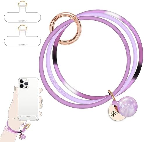 UKON スマホストラップ スマホシリコンリング おしゃれな携帯ストラップ シンプル 落下防止 着脱簡単 全機種対応 三色組み合わせ パッチ2枚付き (紫色)