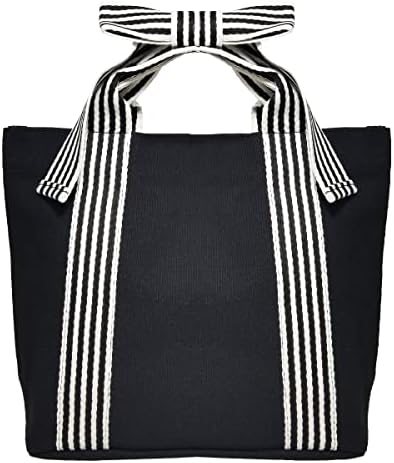 [ジゼル] トートバッグ ハンドバッグ レディース 大容量 小さめ キャンバス 帆布 軽量 リボン バッグ