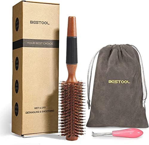 BESTOOL ロールブラシ ヘアブラシ ロール くし 木製 櫛 ヘアケア 高级 コーム レディース メンズ ブロー カール 巻き髪 耐熱 人気 艶髪 美髪ケア (S)