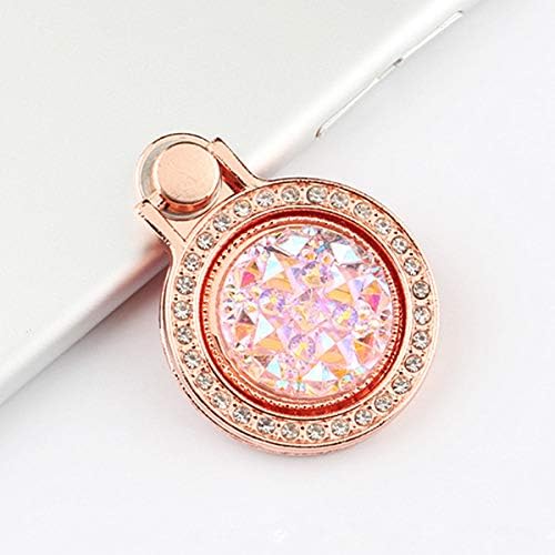 NEMISO スマホリング バンカーリング 懐中時計型 キラキラ ダイヤモンド付き ホールドリング スマホスタンド スマートフォン タブレット ホルダー 薄型 指輪 リング 携帯アクセサリー スタンド機能 落下防止 車載ホルダー 360回転 iPhone/Android各種他対応 (ローズゴールド)