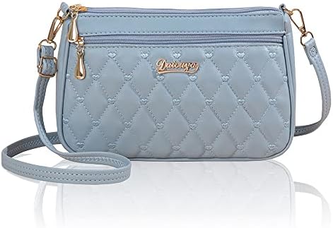 [T.Y.ryanryan] ポーチ レディース ショルダー バッグ 肩掛け 斜めがけ ハート 刺繍 PU ライトブルー