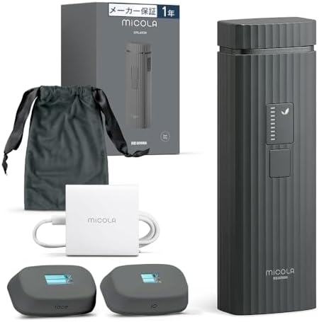 MiCOLAアイリスオーヤマ 光美容器 メンズ レディース 顔・VIO対応 髭 9段階 最大出力18J 照射回数30万回 アタッチメント ケース付 持ち運び LB-M101-H ダークグレー