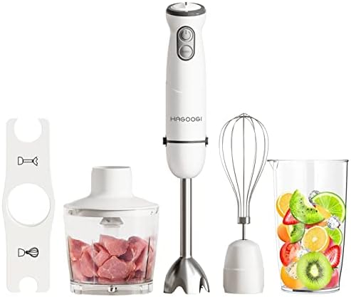 HAGOOGI (ハゴオギ) ハンドブレンダー 離乳食 1台6役 800w 高速 ブレンダー チョッパー ホイッパー ひき肉 果物 野菜 スムージー 氷も砕ける おしゃれ 調理器具 ミキサー 人気 ランキング ハンドミキサー フードプロセッサー HB-2051-ホワイト