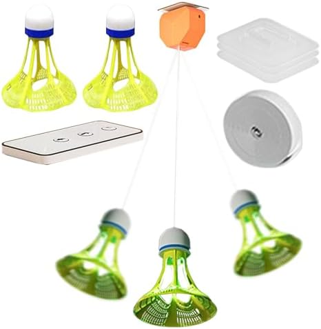 lyanny 自動リバウンドバドミントン 光るバドミントントレーナー - シングルプレーヤー用バッテリー駆動照明付きバドミントントレーナー 3 個 吊り下げ 一人用トレーニング バドミントン練習器具 リモコンポータブルトレーナーエイドバドミントンセット 伸縮性ロープ付き ジムホーム用