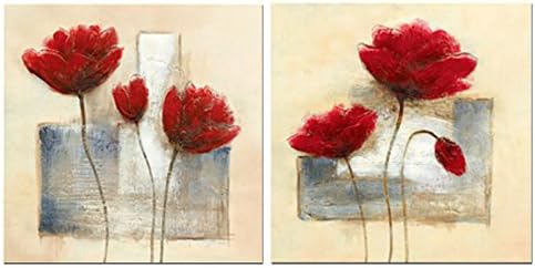 Wieco Art - 紅花 モダン 高精細ジークレープリント画 寝室装飾用絵画 フレーム無し絵画 リビングの装飾用絵画 壁掛け絵画 壁用絵画 玄関装飾用絵画 モダンでシンプルな装飾用絵画 工芸画 インテリア装飾壁用絵画 （木枠付きの完成品）- FRC2