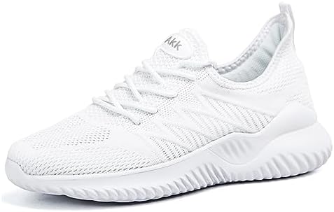 Akk レディース ウォーキングテニスシューズ - スリッポン 低反発素材 軽量 カジュアルスニーカー ジム 旅行 仕事用, 1803ホワイト, 9
