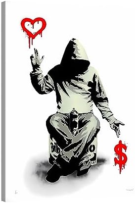アートパネル バンクシー 愛とお金 ポスター モダン 抽象画 おしゃれ 絵画 インテリア 壁飾り 絵画完成品 木製フレーム (60x90 CM, バンクシー01)