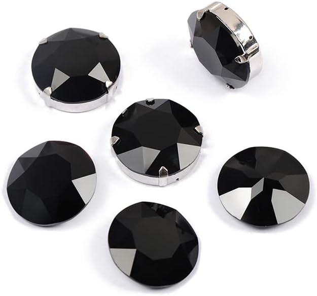 台座付き K9 ガラス製 ラインストーン 円形 手芸用ビジュー パーツ パーツ アクセサリーパーツ ジュエリー ハンドメイド DIY 手作り素材 デコレーション パーツ (10mm, ブラック)