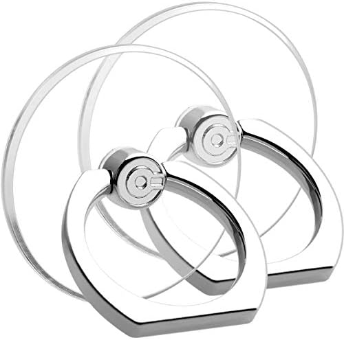 2個入りスマホリング 透明 丸型 携帯 リング ホールドリング ホルダー 落下防止 スタンド iPhone/Android各種他対応 (丸型2個シルバー)