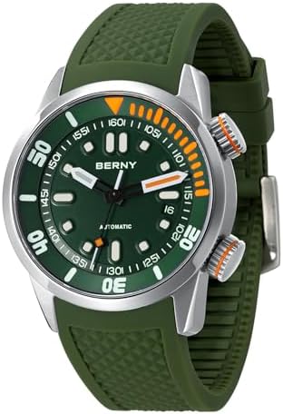 BERNY 腕時計 メンズ 機械式腕時計 メンズウォッチ メンズ腕時計 メンズ自動巻きダイビングウォッチ  20ATM防水・サファイアガラス・快適シリコンバンド・超高輝度発光・自動巻き＆手巻き機能搭載