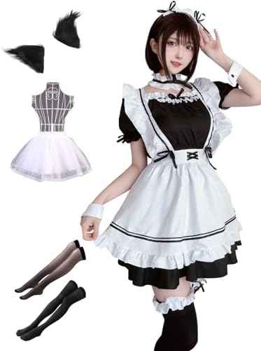 [MINCOS] メイド服 コスプレ 豪華12点セット 猫耳 コンカフェ メイド喫茶 衣装 レディース
