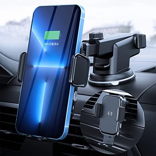 2024最新強化版車載ワイヤレス充電器 15W 急速 車載ホルダー スマホホルダー 車 自動開閉 iPhone15 /14 /13/12/11シリーズ/XS/XR / 8 / Samsung S8 / S9 / S10 qi機種対応 4.0-7.0インチに対応 360度回転 エアコン吹き出し口用 日本語説明書