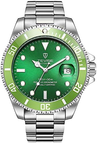 RORIOS 腕時計 メンズ腕時計 自動巻き 夜光 日付表示 うで時計 機械式時計 メンズビジネスウォッチ ステンレスバンド 防水 ウォッチ 紳士 時計 通勤 watch for men グリーンA