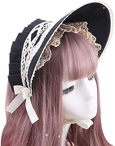 JIURUN ロリータ ヘッドドレス レース 髪飾り ベレー帽 レース帽子 かわいい お人形 lolita 森ガール ヘアアクセサリー ゴスロリ風 甘ロリ 萌え系 おしゃれ (ブラック)