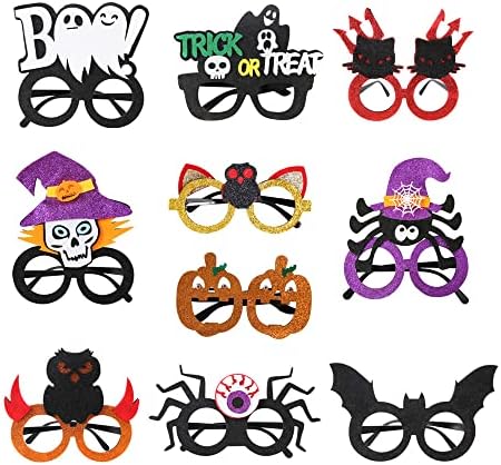 [siawadeky] ハロウィンパーティー 飾り メガネ 10個セット かぼちゃ コウモリ フクロウ コスプレ小物 面白いメガネ 目飾り 写真の小道具 パーティーグッズ 仮装道具 目立ちアイテム ファッション 子供/大人兼用