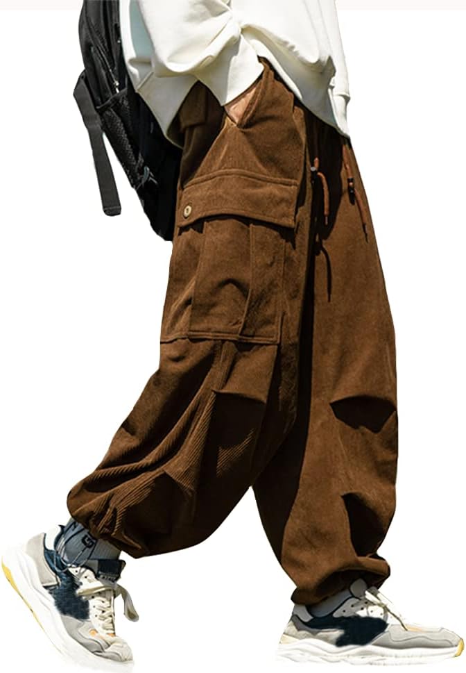 [foveitaa] ズボン コーデュロイパンツ カーゴパンツ ロングパンツ メンズ オーバーサイズ ワイドパンツ リラックスパンツ ガウチョパンツ スウェットパンツ スポーツパンツ アウトドア 調整紐 ウエストゴム 人気 無地 春服 秋服 冬服