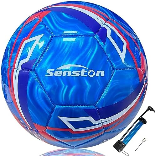 Senston サッカーボール 5号球 き-トレーニング試合サッカー大人と青少年サッカーポンプ付