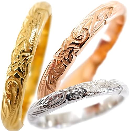 [ジュライス] ハワイアンジュエリー リング 指輪 レディース メンズ ユニセックス 男女兼用 シルバー イエローゴールド ピンクゴールド ステンレスリング つけっぱなしOK 金属アレルギー対応 サージカルステンレス プレゼント プルメリア ホヌ スクロール ギフト ペアリング