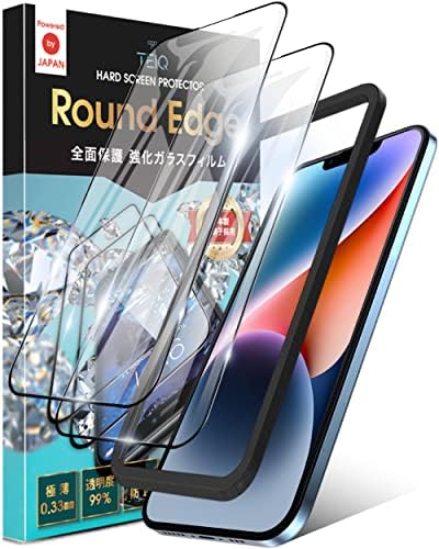 TEIQ ガラスフィルム iPhone14 硬度10H 日本製旭硝子 全面保護 強化ガラス フィルム ガイド枠付き 2枚セット iPhone 14 対応 GF-12-D