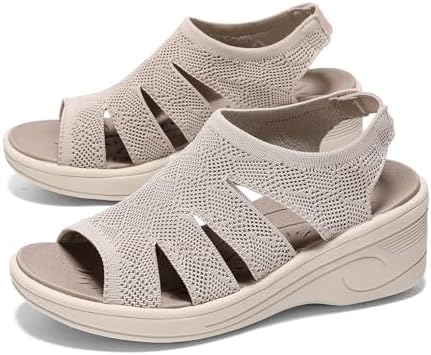 [ziitop] 厚底 サンダル レディース オシャレ 歩きやすい ファッションサンダル 美脚 ベージュ スリッポン ウォーキング 軽い ニットサンダル 疲れない 滑り止め おしゃれ 人気 御洒落