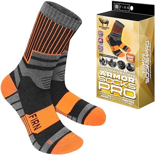[FIRN] フィルン アルモア ソックス プロ メリノウール 高機能靴下 アウトドア ハイキング 登山用 抗菌 防臭 通気 厚手 足底クッション 水ぶくれ防止 スポーツ キャンプ トレイルラン 男女兼用