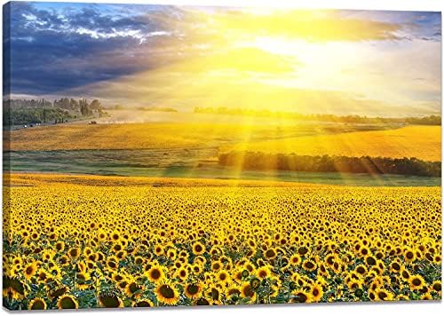 アートパネル ひまわり 向日葵 風景画 キャンバス絵画 ポスター ウォールインテリア 壁掛け 壁飾り ポスター おしゃれ モダン的な部屋飾り ギフト（木枠付きの完成品) (30x40cm, 風景絵画103)