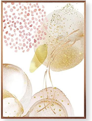 SQIP ポスター アートポスター 絵画 絵 A4 北欧 ピンク ゴールド モダン 抽象 おしゃれ インテリア フレームなし 001 (A4サイズ（ポスターのみ）)